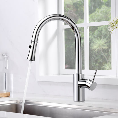 KTS11-TC Single-Handle Pull-Down Sprayer Kitchen Faucet with 2-Function Sprayhead 298 in Chrome