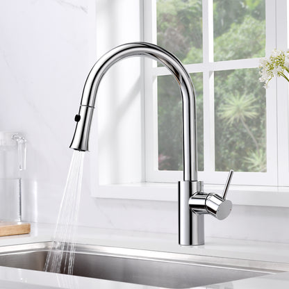 KTS11-TC Single-Handle Pull-Down Sprayer Kitchen Faucet with 2-Function Sprayhead 298 in Chrome