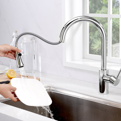 KTS11-TC Single-Handle Pull-Down Sprayer Kitchen Faucet with 2-Function Sprayhead 298 in Chrome