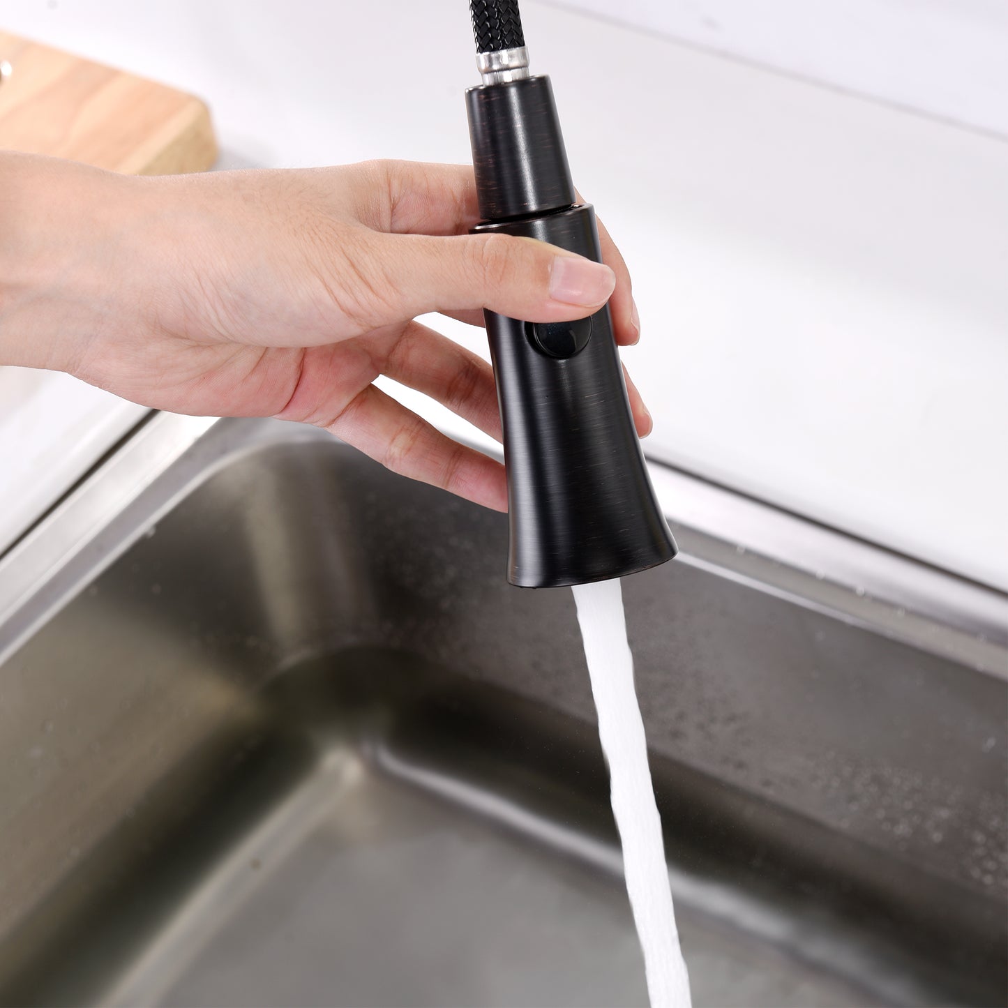 KTS13-TO Single-Handle Pull-Down Sprayer Kitchen Faucet with 2-Function Sprayhead in Oil Rubbed Bronze
