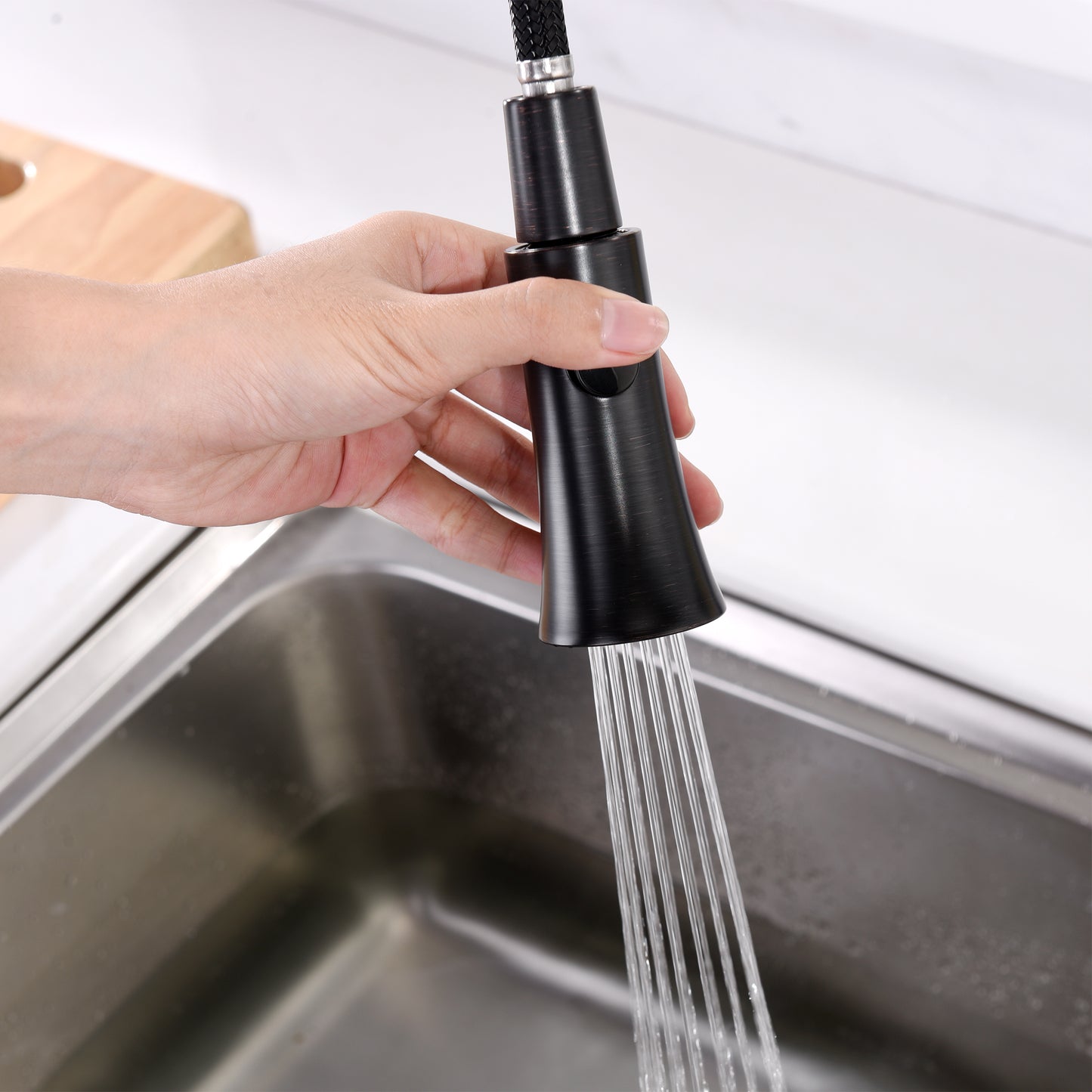 KTS13-TO Single-Handle Pull-Down Sprayer Kitchen Faucet with 2-Function Sprayhead in Oil Rubbed Bronze