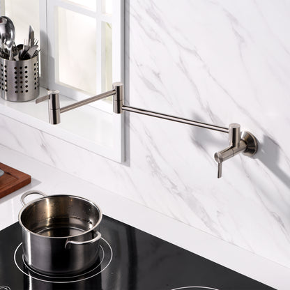 KTS17-TB Contemporary 2-Handle Wall-Mounted Pot Filler in Brushed Nickel