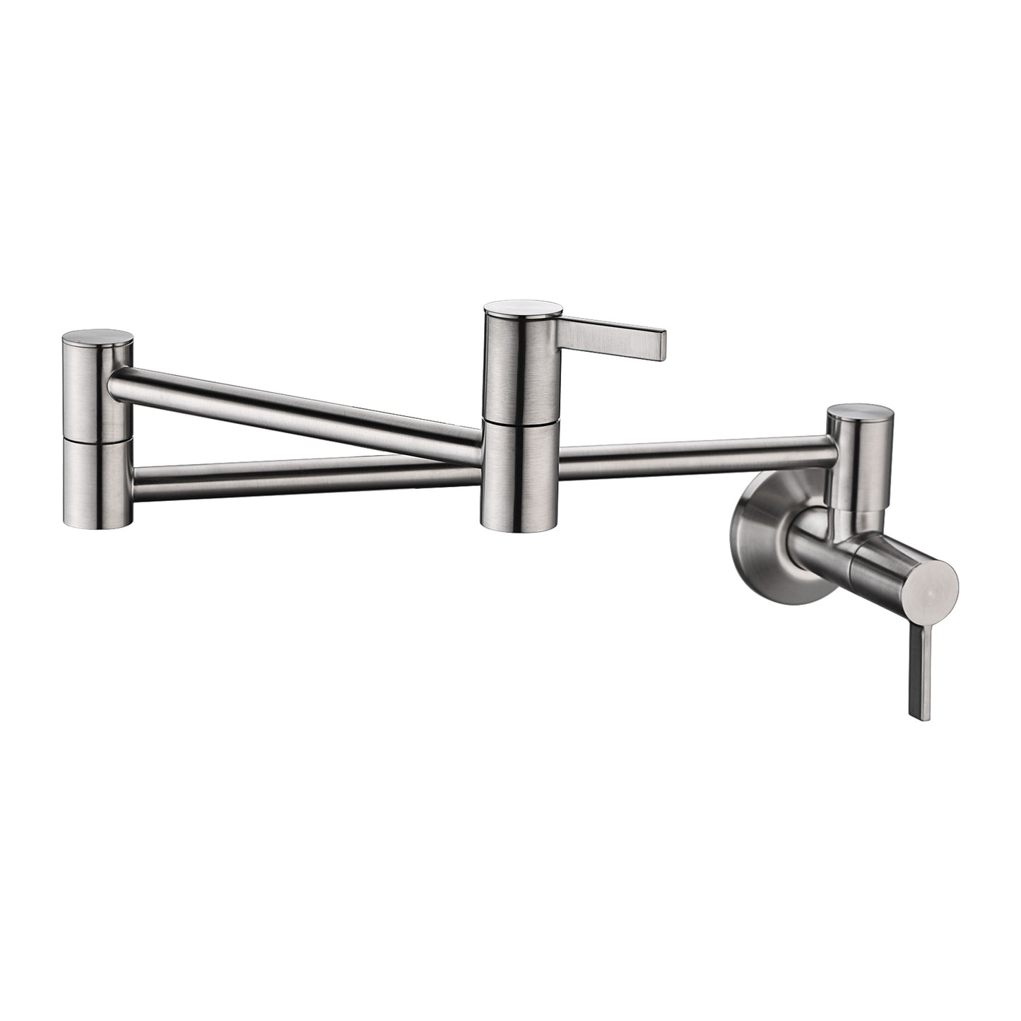 KTS17-TB Contemporary 2-Handle Wall-Mounted Pot Filler in Brushed Nickel