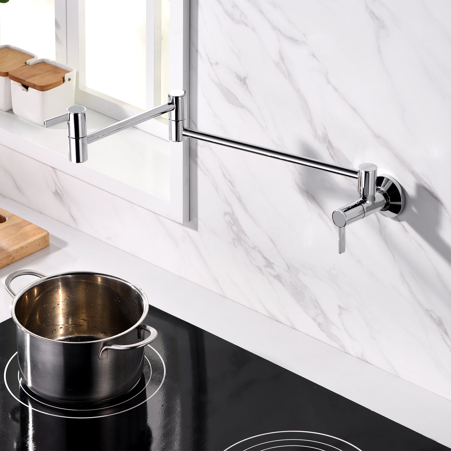 KTS17-TC Contemporary 2-Handle Wall-Mounted Pot Filler in Chrome