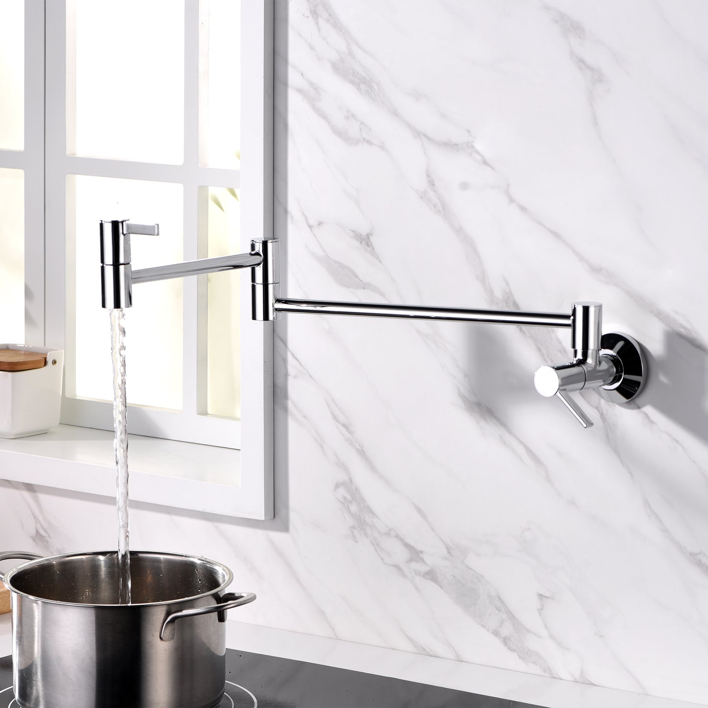 KTS17-TC Contemporary 2-Handle Wall-Mounted Pot Filler in Chrome
