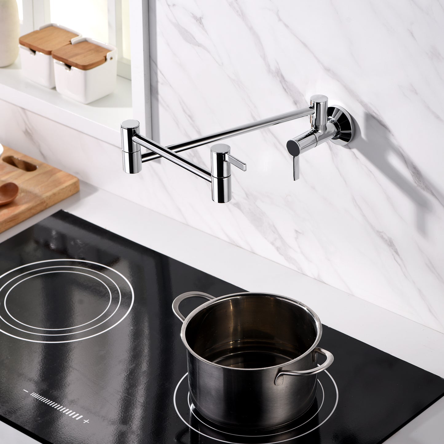 KTS17-TC Contemporary 2-Handle Wall-Mounted Pot Filler in Chrome