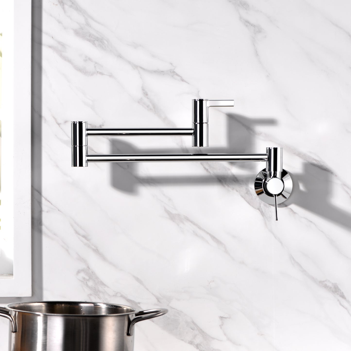KTS17-TC Contemporary 2-Handle Wall-Mounted Pot Filler in Chrome