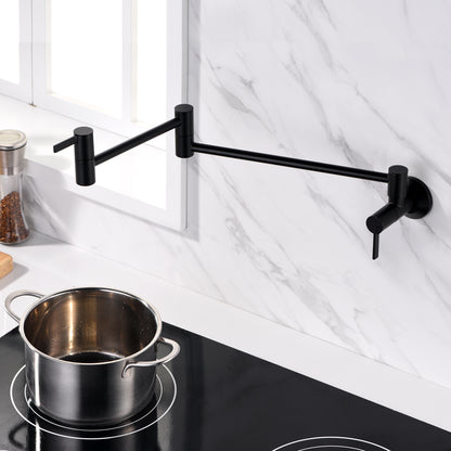 KTS17-TM Contemporary 2-Handle Wall-Mounted Pot Filler in Matte Black