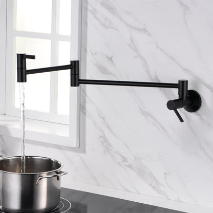 KTS17-TM Contemporary 2-Handle Wall-Mounted Pot Filler in Matte Black