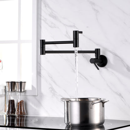 KTS17-TM Contemporary 2-Handle Wall-Mounted Pot Filler in Matte Black
