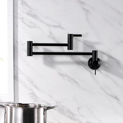 KTS17-TM Contemporary 2-Handle Wall-Mounted Pot Filler in Matte Black