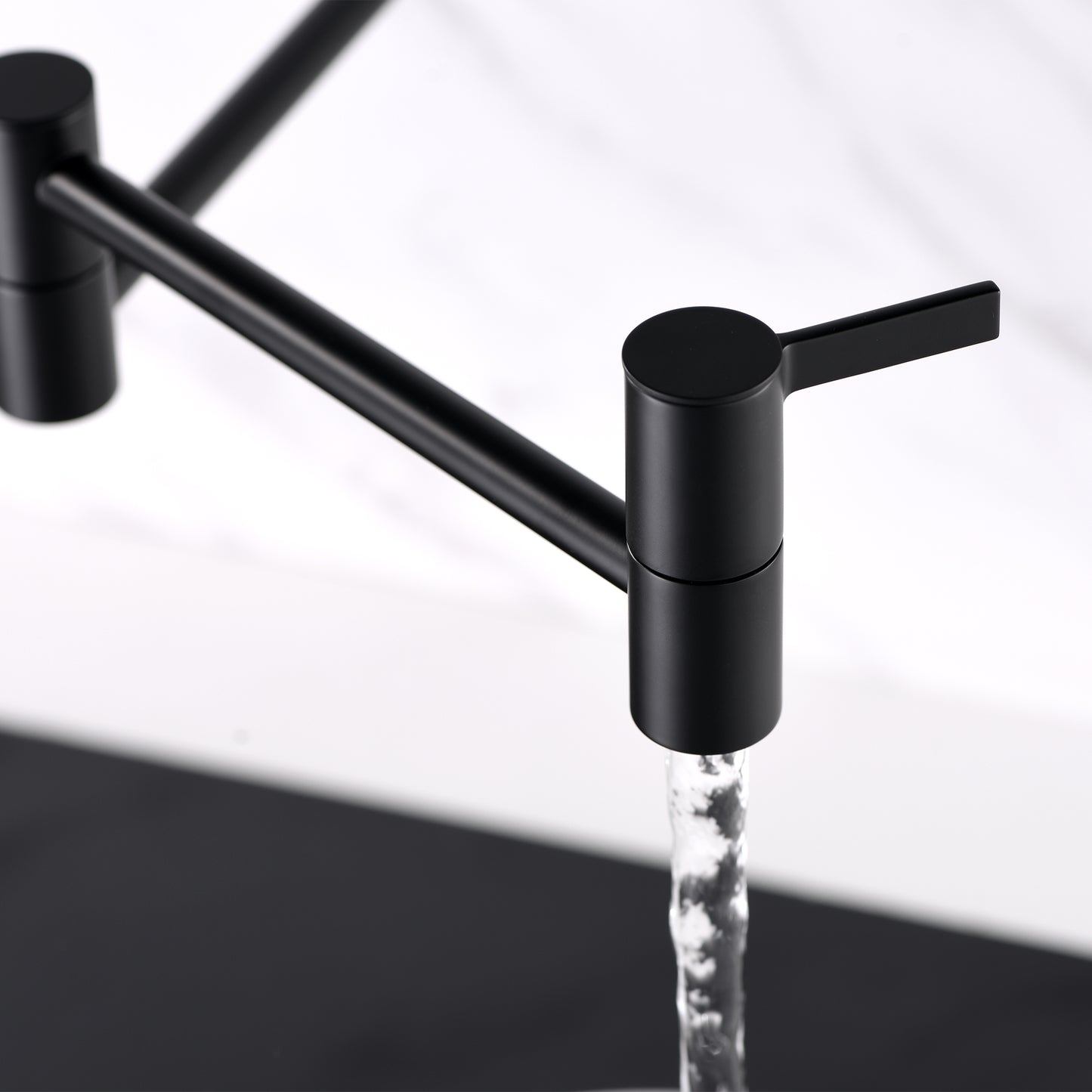 KTS17-TM Contemporary 2-Handle Wall-Mounted Pot Filler in Matte Black