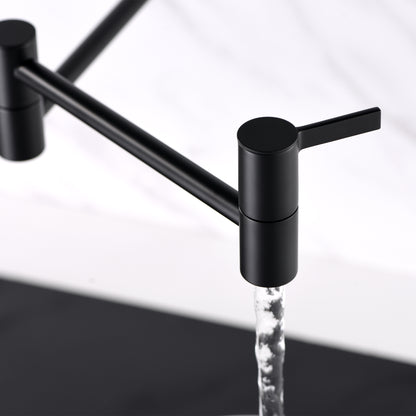 KTS17-TM Contemporary 2-Handle Wall-Mounted Pot Filler in Matte Black