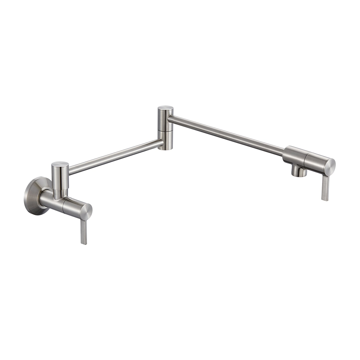 KTS27-TB Contemporary Wall-Mounted Pot Filler with 2 Handles in Brushed Nickel