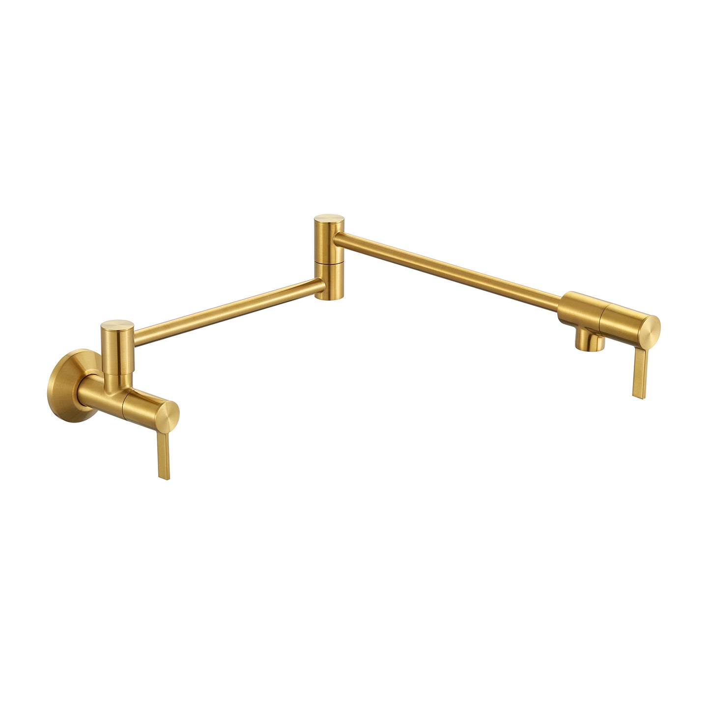 KTS27-TG Contemporary Wall-Mounted Pot Filler with 2 Handles in Brushed Gold