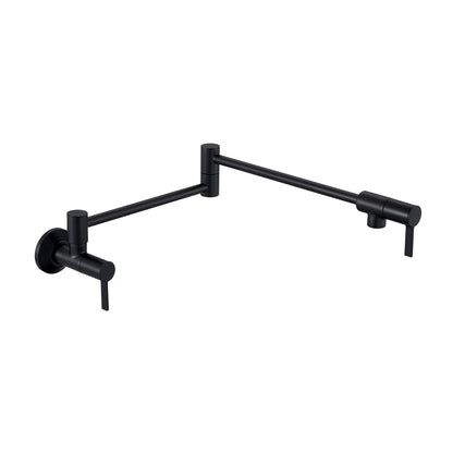 KTS27-TM Contemporary Wall-Mounted Pot Filler with 2 Handles in Matte Black