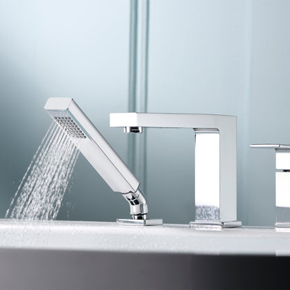 RTF17-TC Single-Handle Deck-Mount Roman Tub Faucet with Hand Shower in Chrome