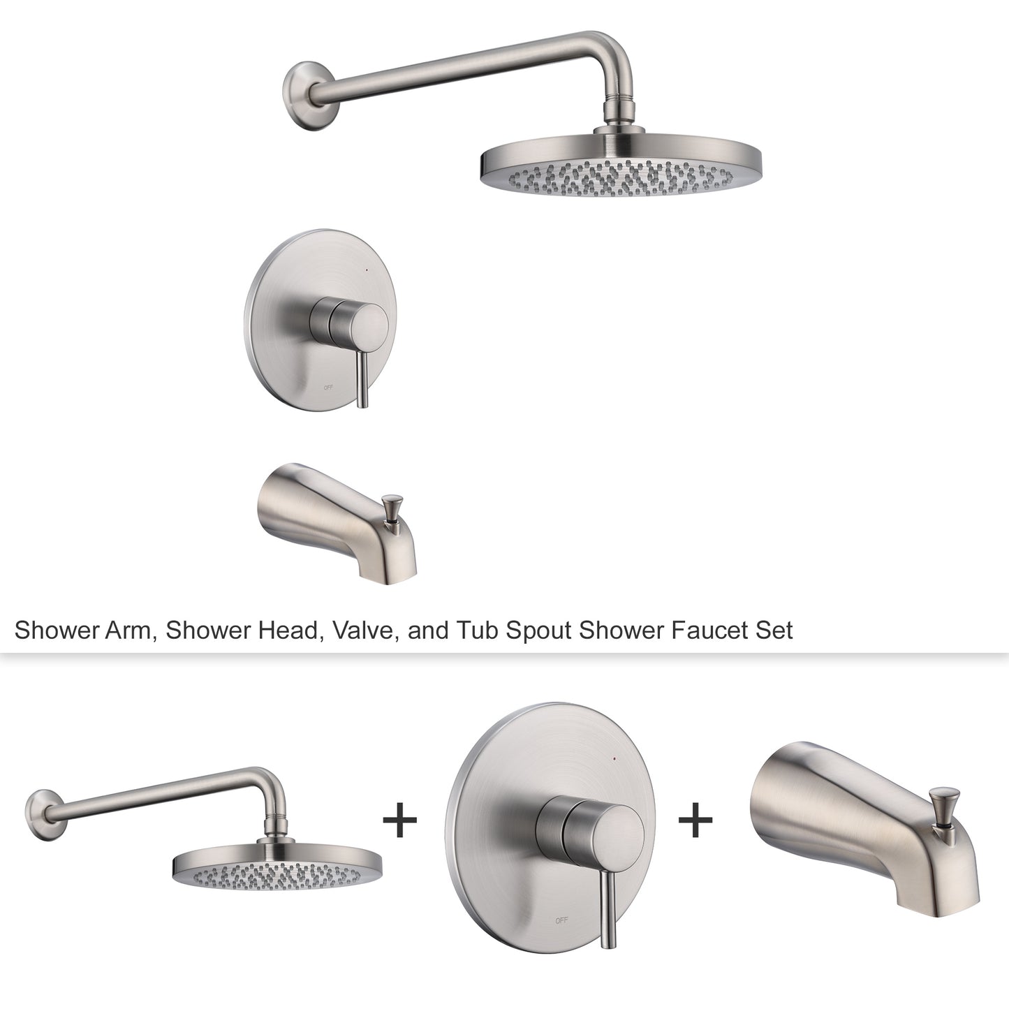 SS-C02-TB Single-Handle 1-Spray Tub and Shower Faucet 1.8 GPM with Valve in Brushed Nickel (Valve Included)
