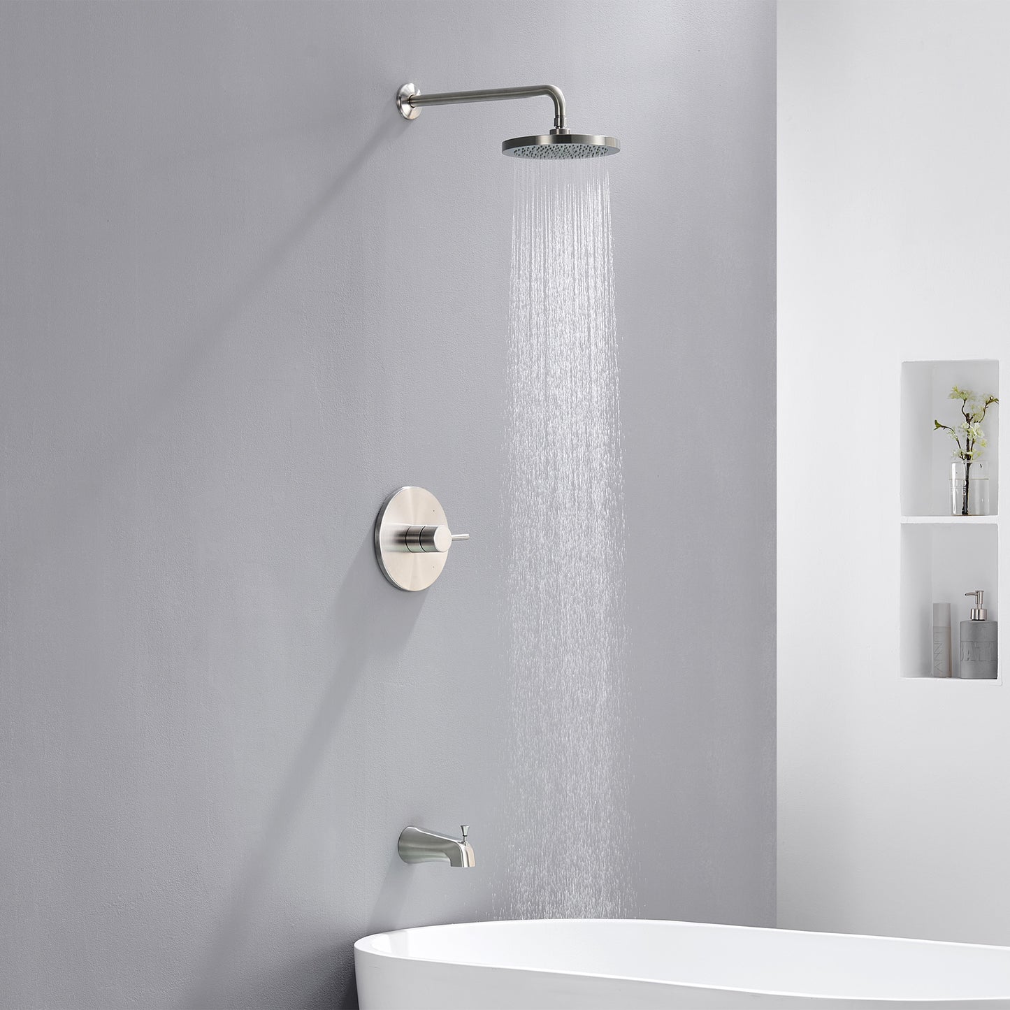 SS-C02-TB Single-Handle 1-Spray Tub and Shower Faucet 1.8 GPM with Valve in Brushed Nickel (Valve Included)