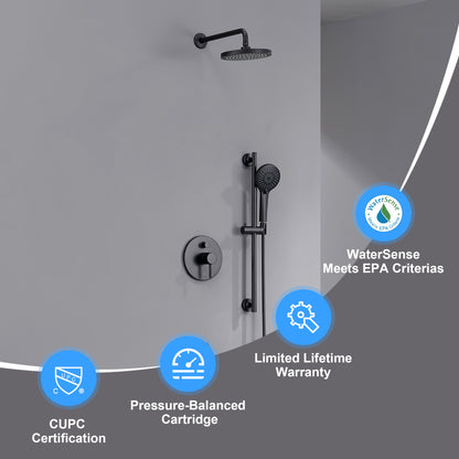 SS-D02-TM Single-Handle 3-Spray 24 in. Wall Bar Shower Faucet Kit with Hand Shower in Matte Black (Valve Included)