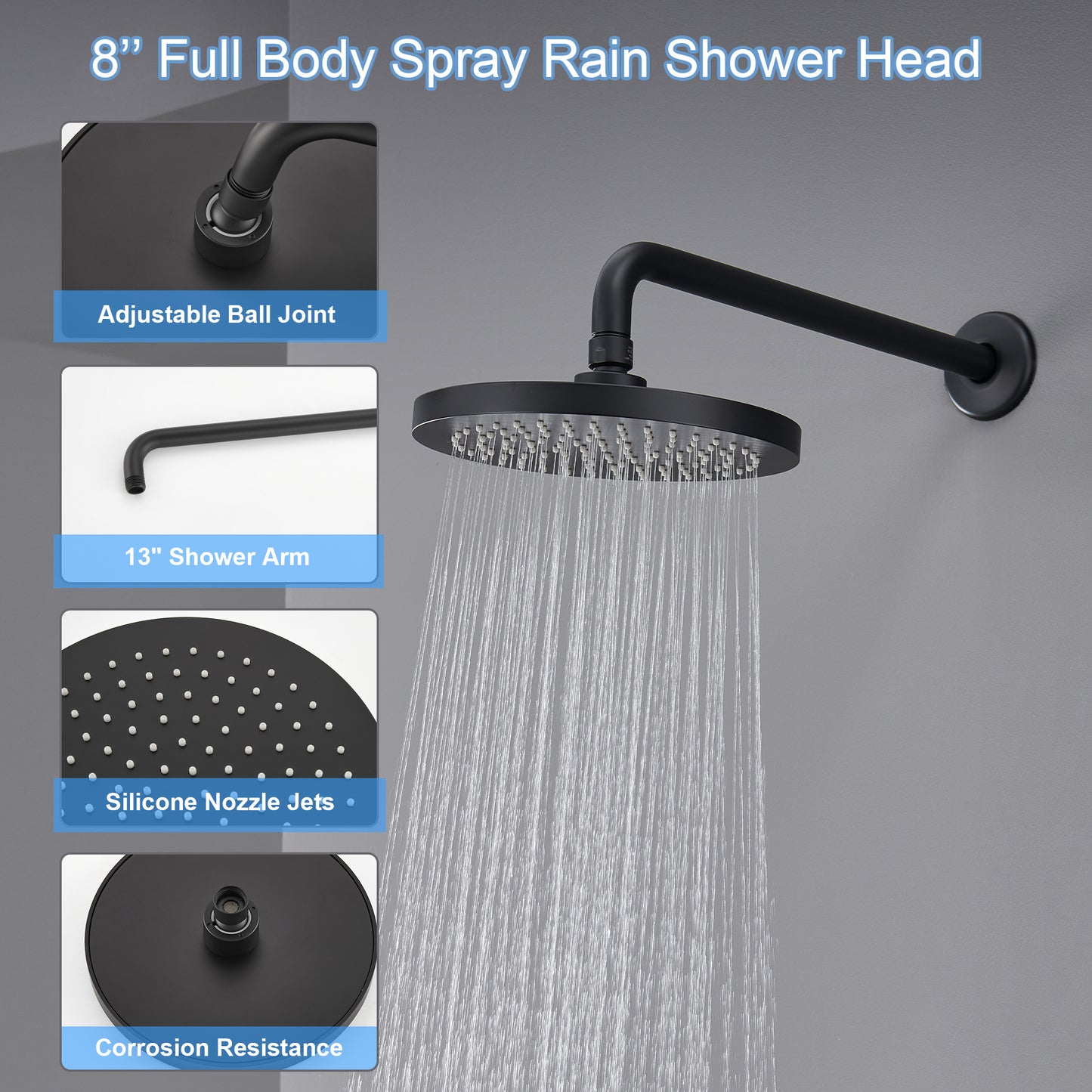SS-D02-TM Single-Handle 3-Spray 24 in. Wall Bar Shower Faucet Kit with Hand Shower in Matte Black (Valve Included)