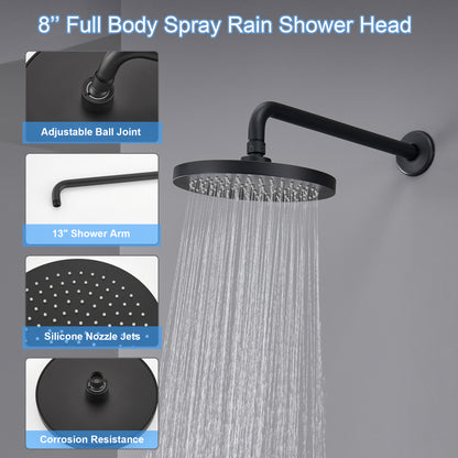 SS-D02-TM Single-Handle 3-Spray 24 in. Wall Bar Shower Faucet Kit with Hand Shower in Matte Black (Valve Included)