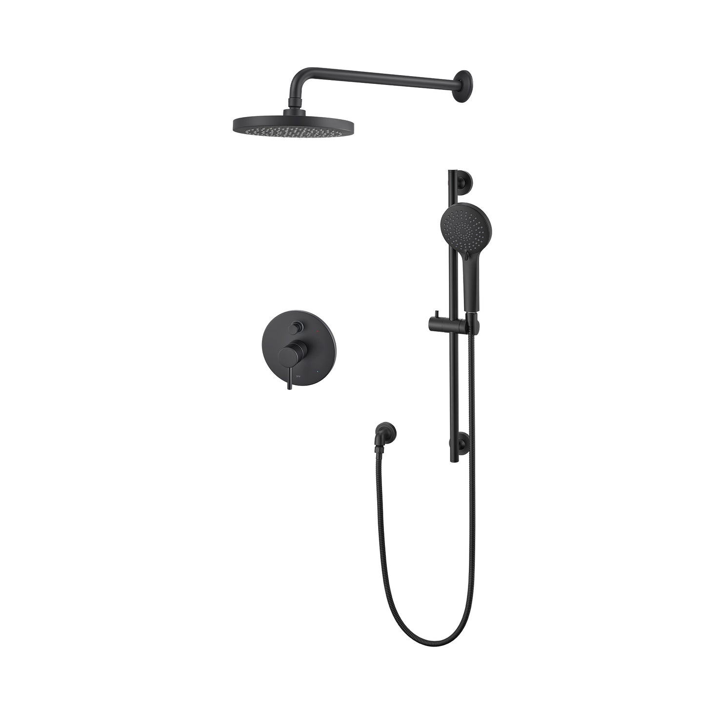 SS-D02-TM Single-Handle 3-Spray 24 in. Wall Bar Shower Faucet Kit with Hand Shower in Matte Black (Valve Included)