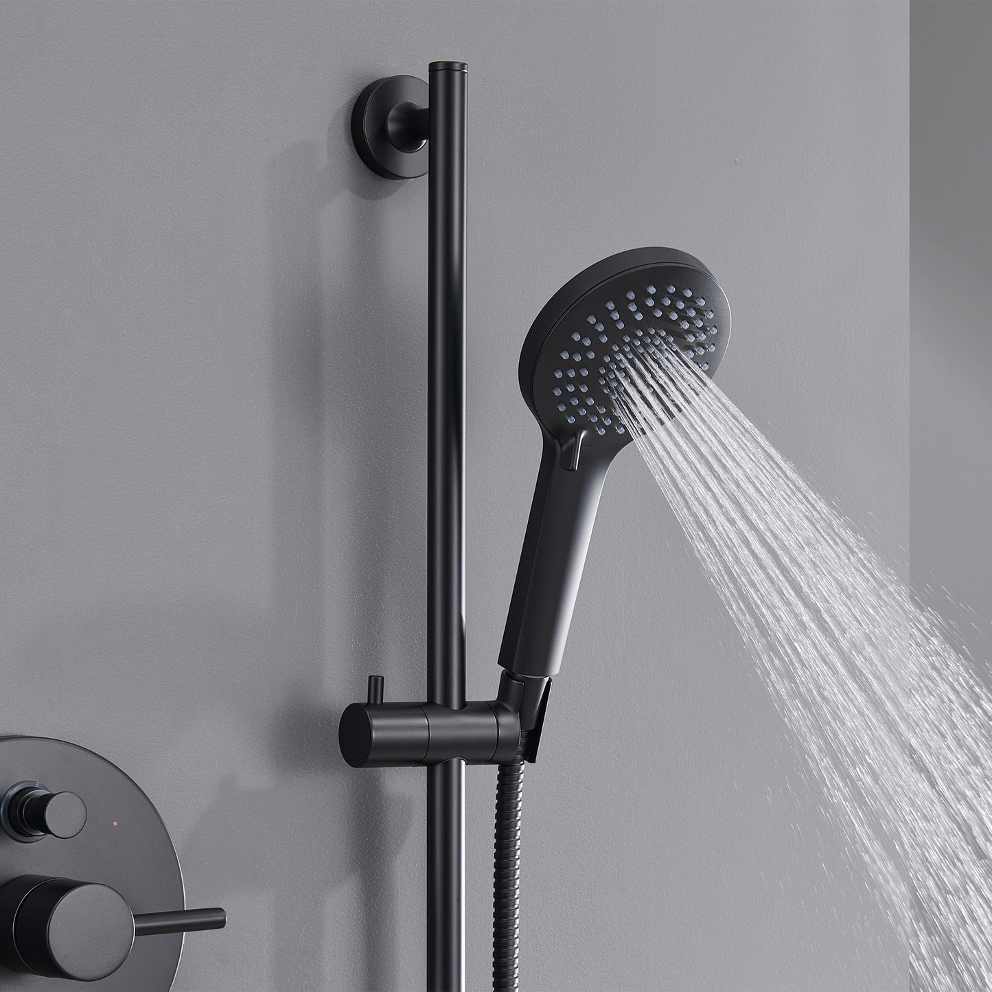 SS-D02-TM Single-Handle 3-Spray 24 in. Wall Bar Shower Faucet Kit with Hand Shower in Matte Black (Valve Included)