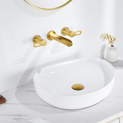 VividFall WMD16-TG 2-Handle Wall Mounted Bathroom Faucet with Valve in Brushed Gold