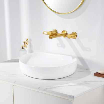 VividFall WMD16-TG 2-Handle Wall Mounted Bathroom Faucet with Valve in Brushed Gold