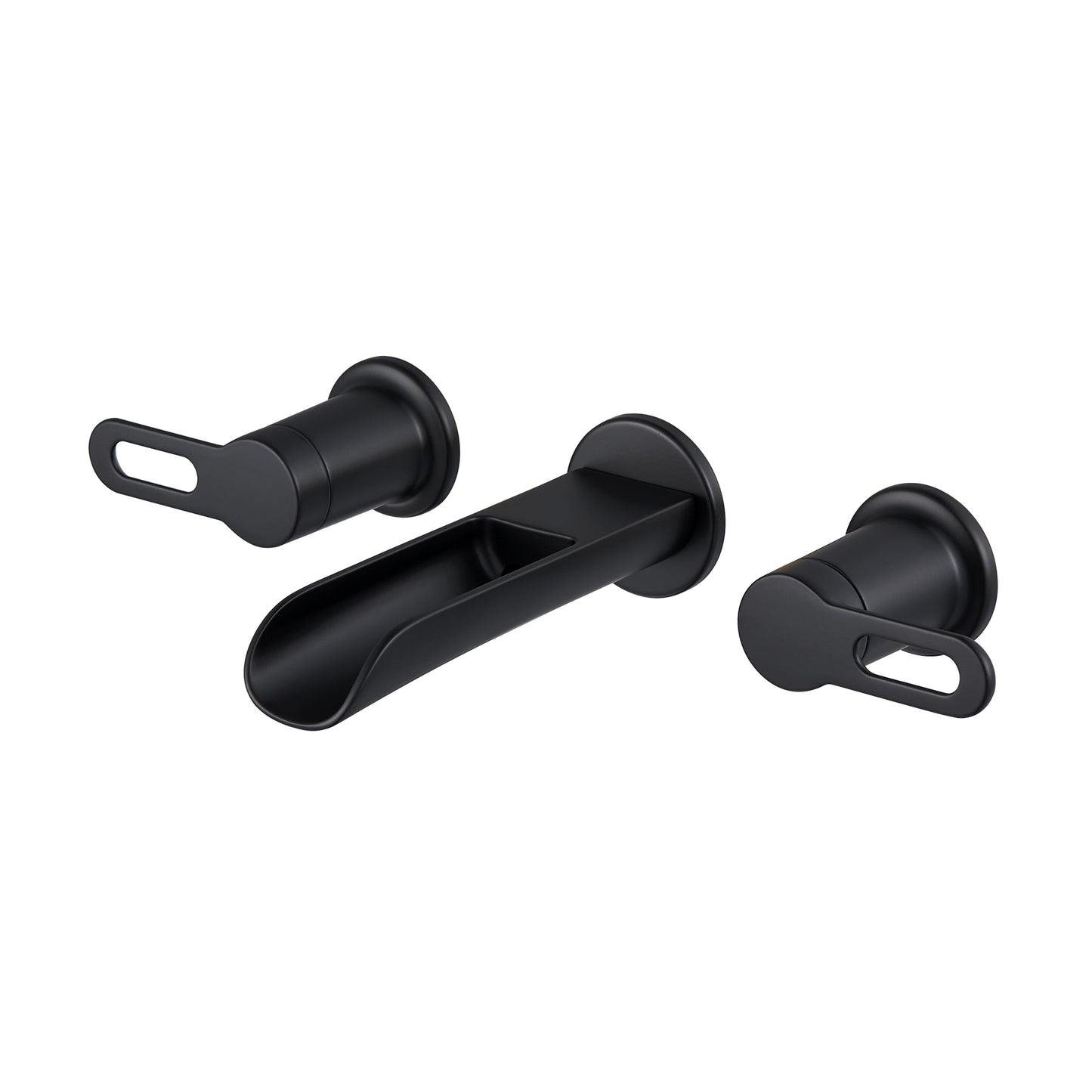 VividFall WMD16-TM 2-Handle Wall Mounted Bathroom Faucet with Valve in Matte Black