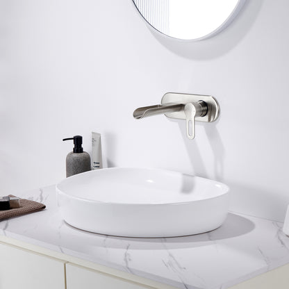 VividFall WMS16-TB 1-Handle Wall Mounted Bathroom Faucet with Valve in Brushed Nickel