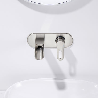 VividFall WMS16-TB 1-Handle Wall Mounted Bathroom Faucet with Valve in Brushed Nickel