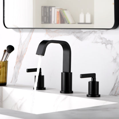 WSP04-TM Contemporary 8 in. Widespread 2-Handle Bathroom Faucet in Matte Black