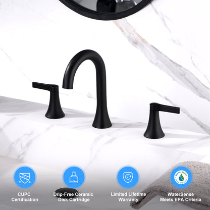 Reesley WSP21-TM 8 in. Widespread 2-Handle Bathroom Faucet in Matte Black