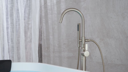 FTF01-TO Modern Freestanding Single-Handle Floor-Mount Roman Tub Faucet Filler with Hand Shower in Oil Rubbed Bronze