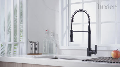 KTS13-TM Single-Handle Pull-Down Sprayer Kitchen Faucet with 2-Function Sprayhead in Matte Black